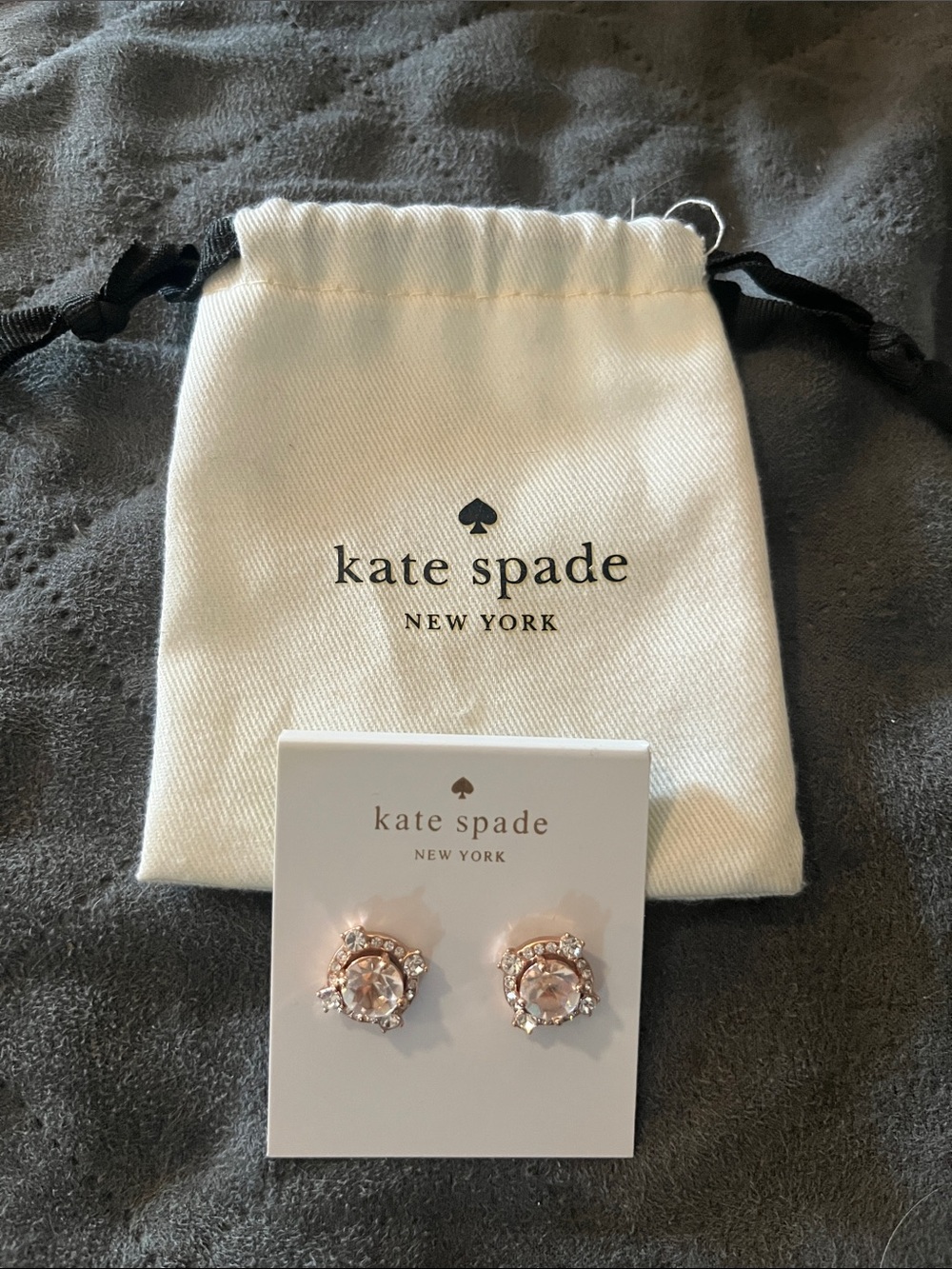 kate spade rose gold pink halo crystal stud earrings